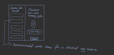 Homework 4 sketch 2 revised hand-drawn iteration showing the chosen texture preview and recommended cook time